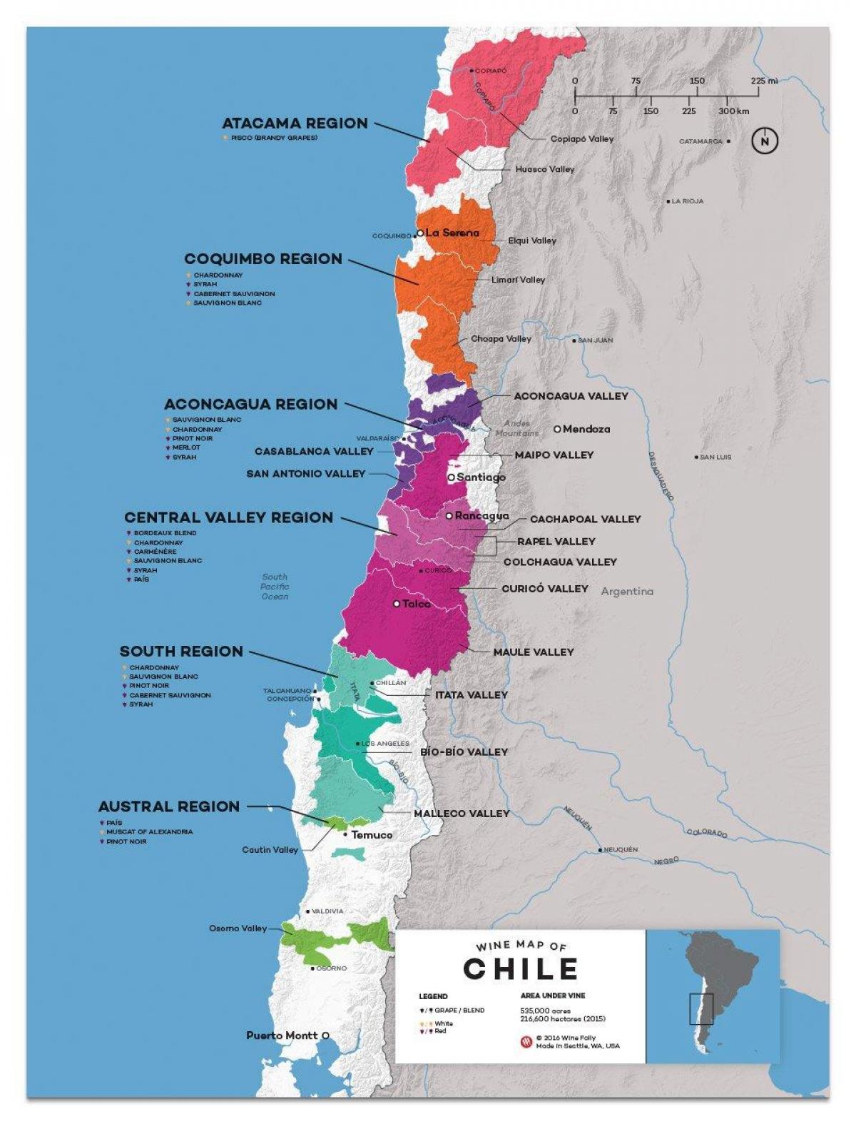 Чили винената листа на страната