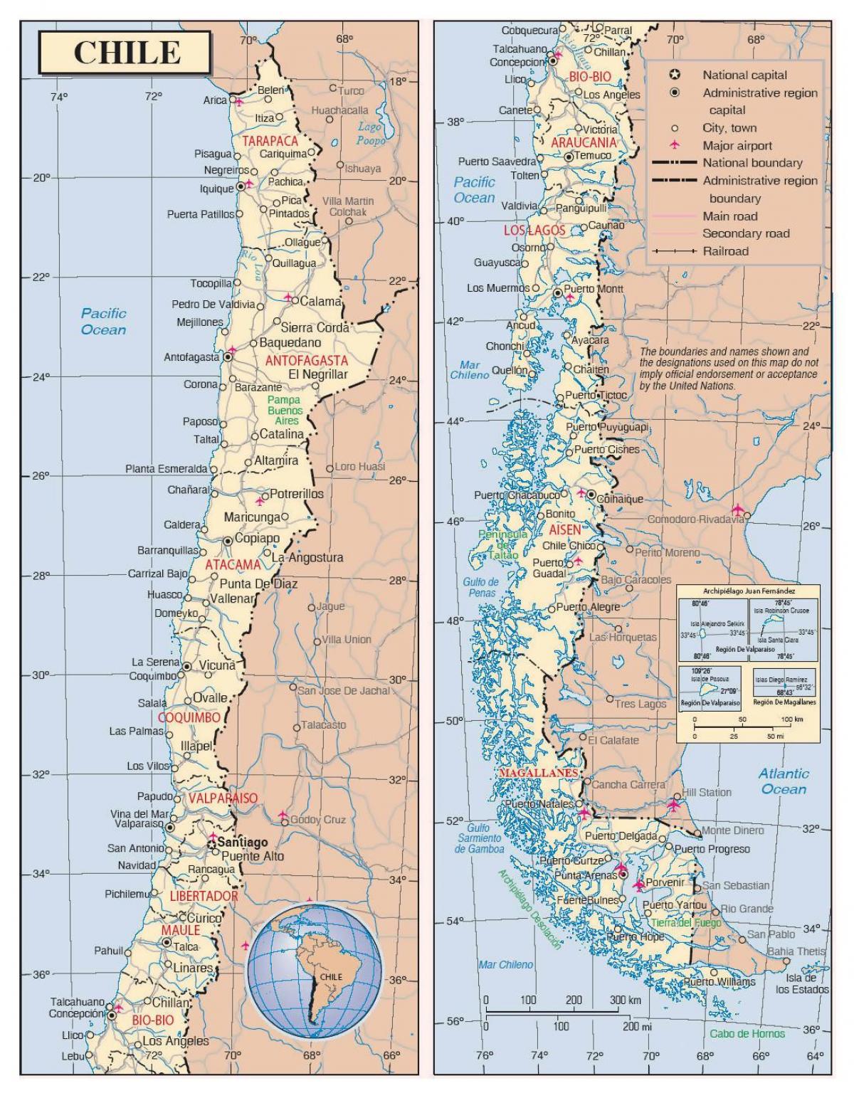 карта на Чили градове