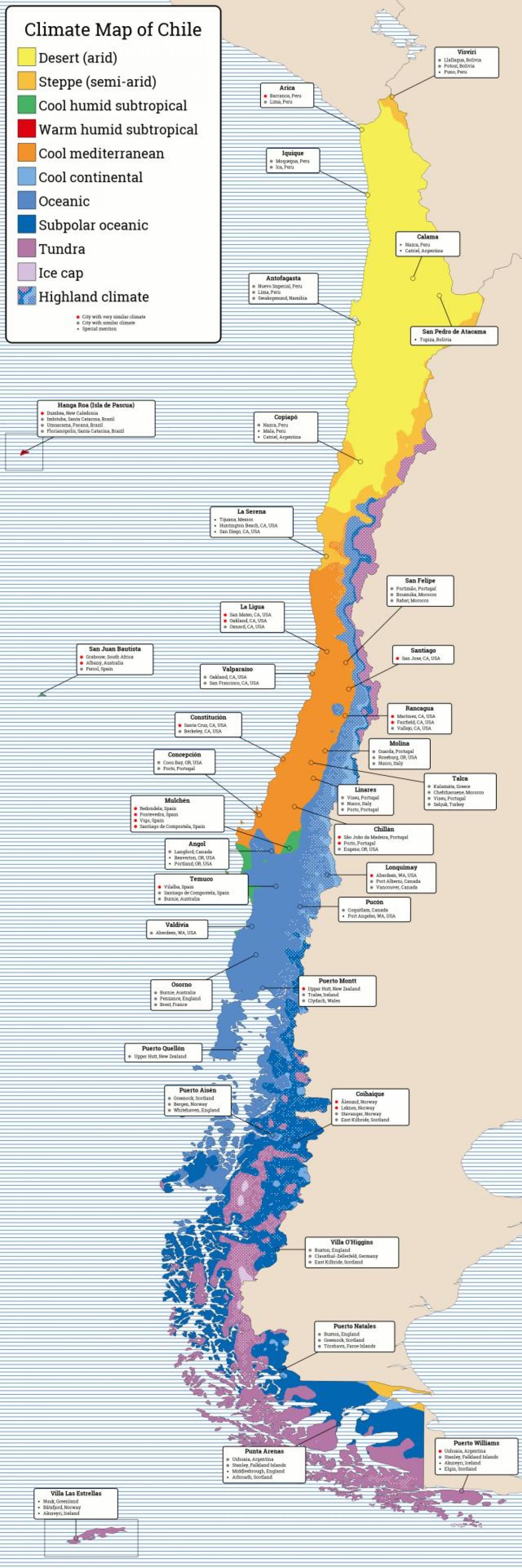 Карта на Чили климата