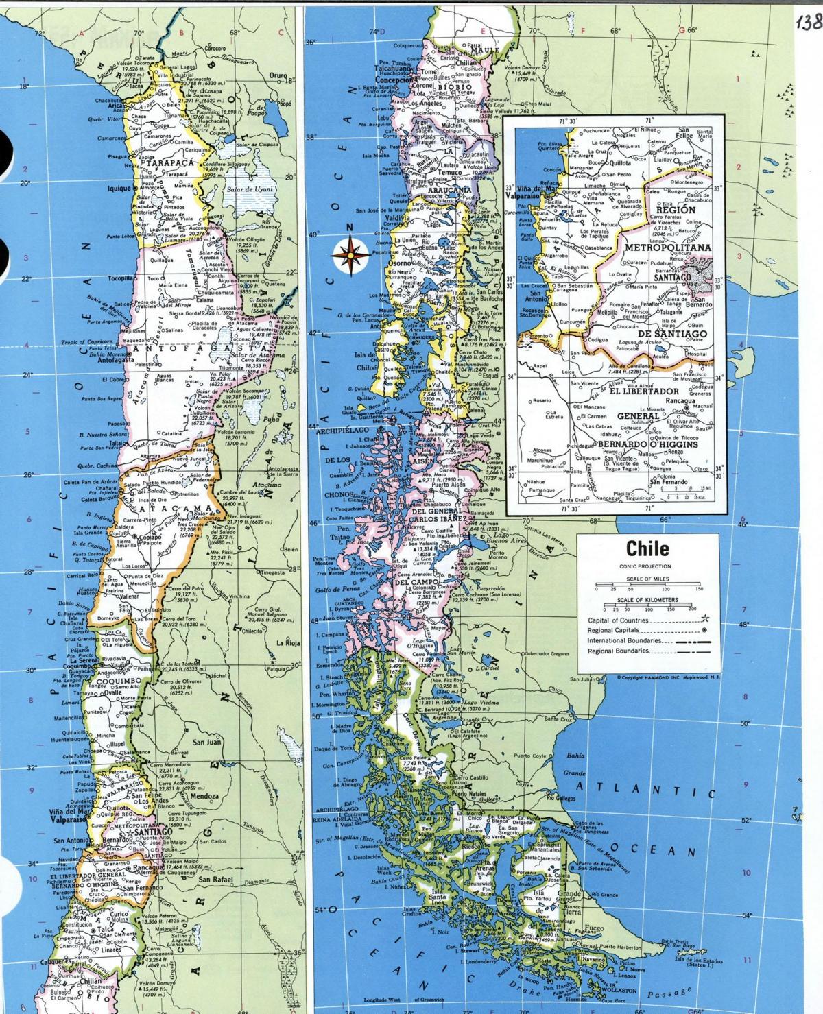 Карта подробна Чили