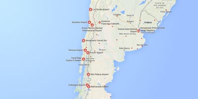 Карта на летищата в Чили